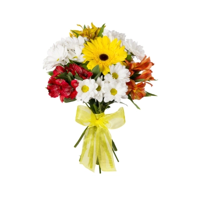 Букет Малый «Красочный фонтан» — яркая симфония из альстромерий, гербер и хризантем Букет Малый «Красочный фонтан» — яркая симфония из альстромерий, гербер и хризантем