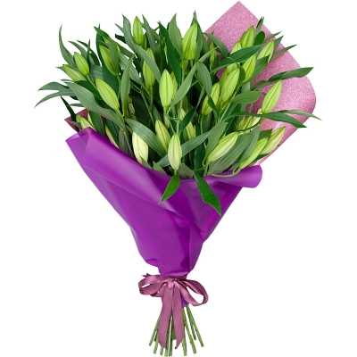 Изысканный букет из 15 свежих лилий – королевский подарок Алатырь Чувашская Республика Изысканный букет из 15 свежих лилий – королевский подарок Алатырь Чувашская Республика