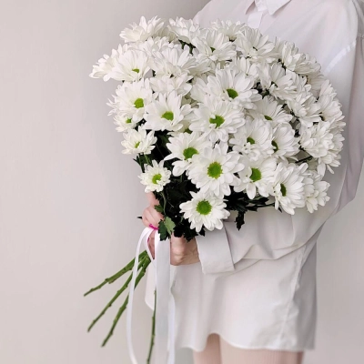 Букет «Ромашка» – 9 белоснежных хризантем в деревенском стиле Алатырь Чувашская Республика Букет «Ромашка» – 9 белоснежных хризантем в деревенском стиле Алатырь Чувашская Республика